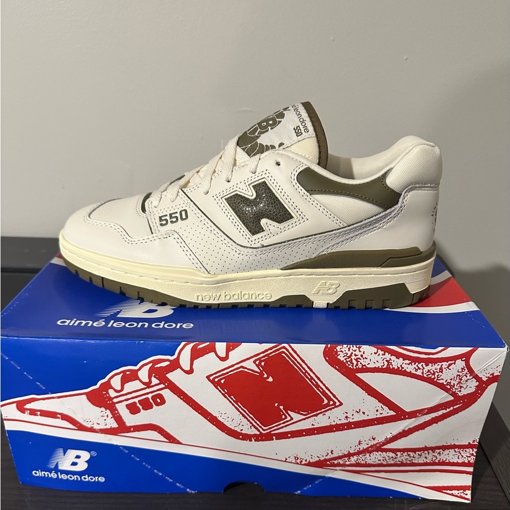 New Balance 550 Cream and Olive Men's Shoes